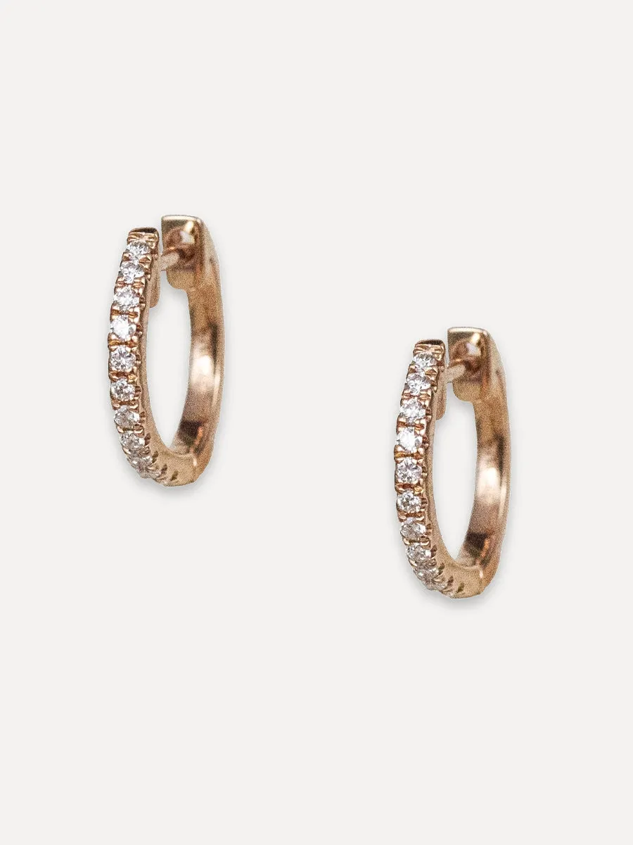 14K Diamond Single Row Huggies