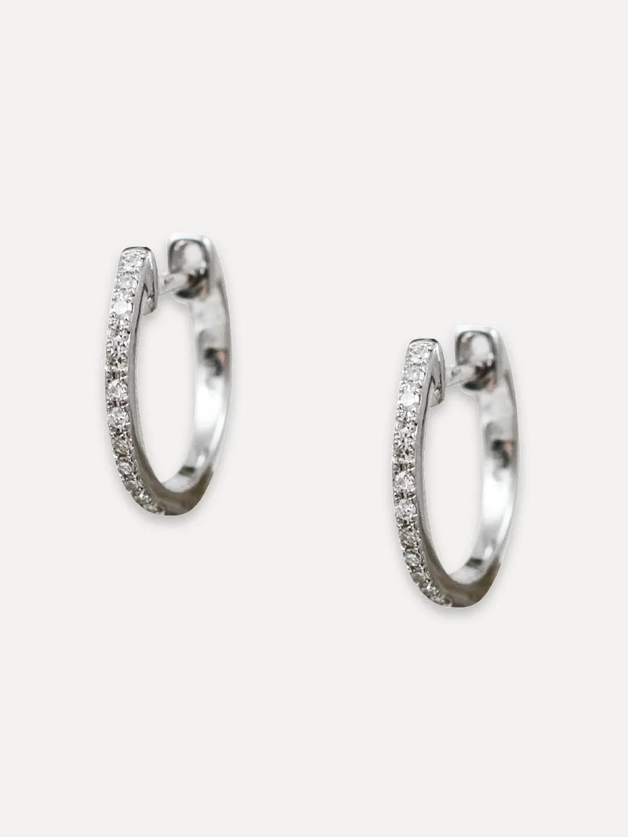 14K Diamond Single Row Huggies