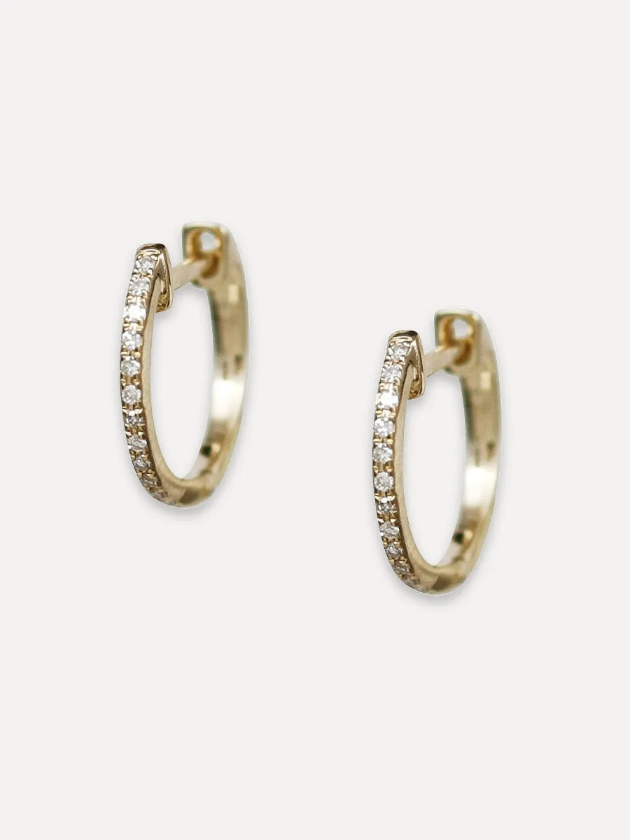 14K Diamond Single Row Huggies