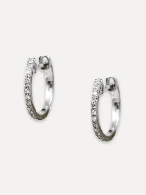 14K Diamond Single Row Huggies