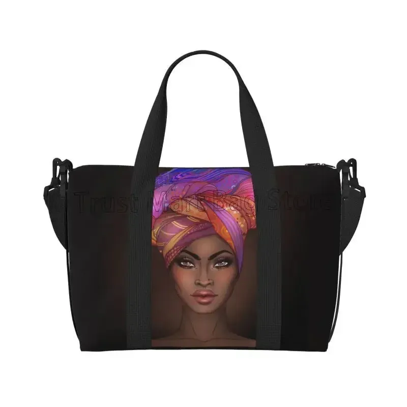 African American Woman Pattern Travel Duffel Bag Foldable Weekender Overnight Tote Bag