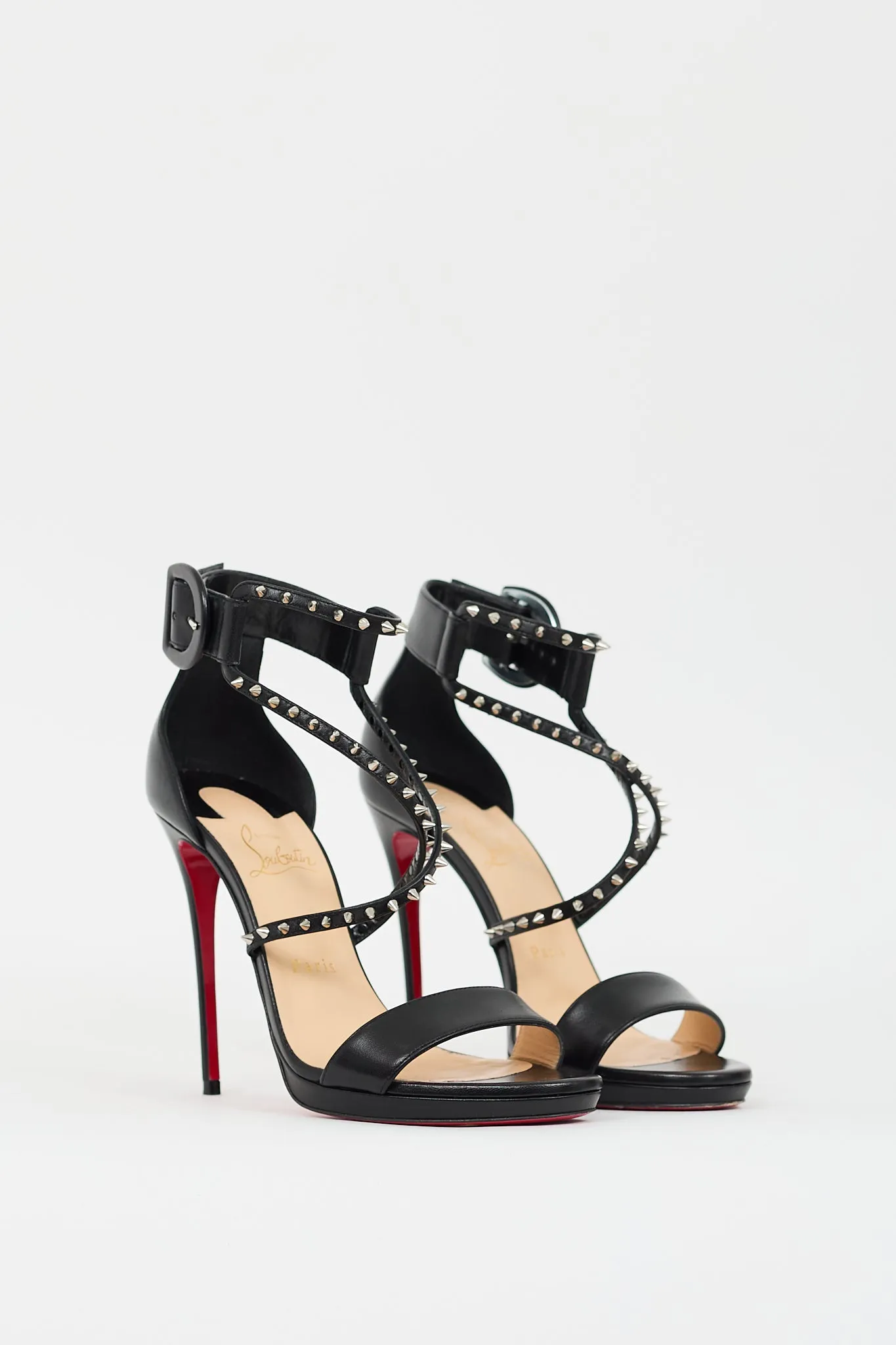 Black Leather Choca Lux Studded Heel