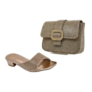 Block Mule Heels and Buckle Clutch Set