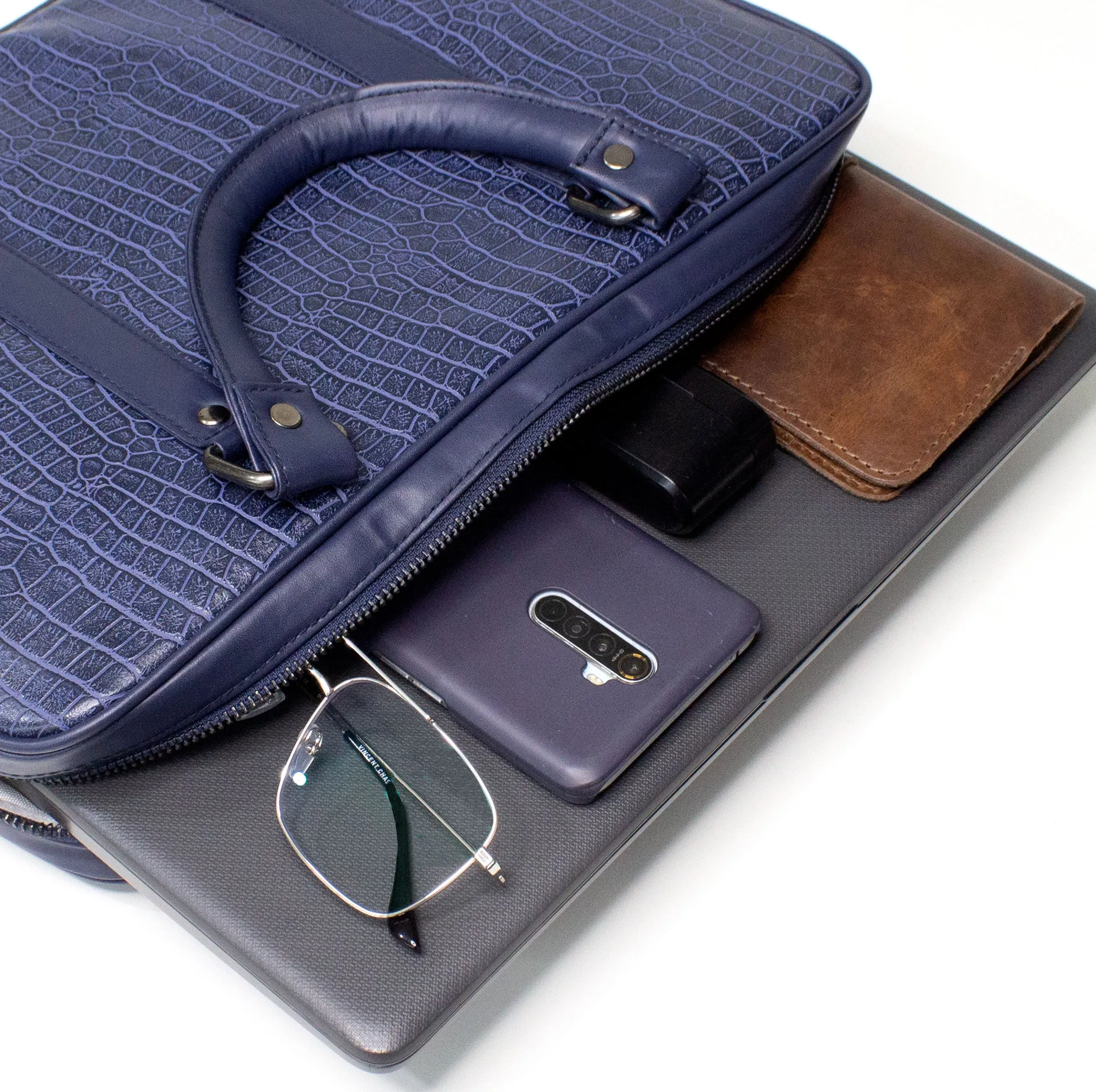 Blue Vegan Leather Bag