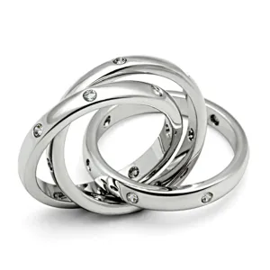 Brass Ring with AAA Grade CZ in Clear for Women Style 3W101