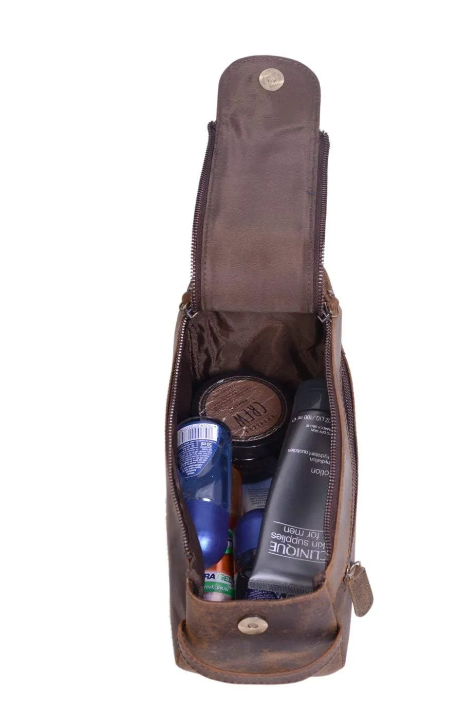 Buffalo Distressed Tan Leather Travel Toiletry Bag