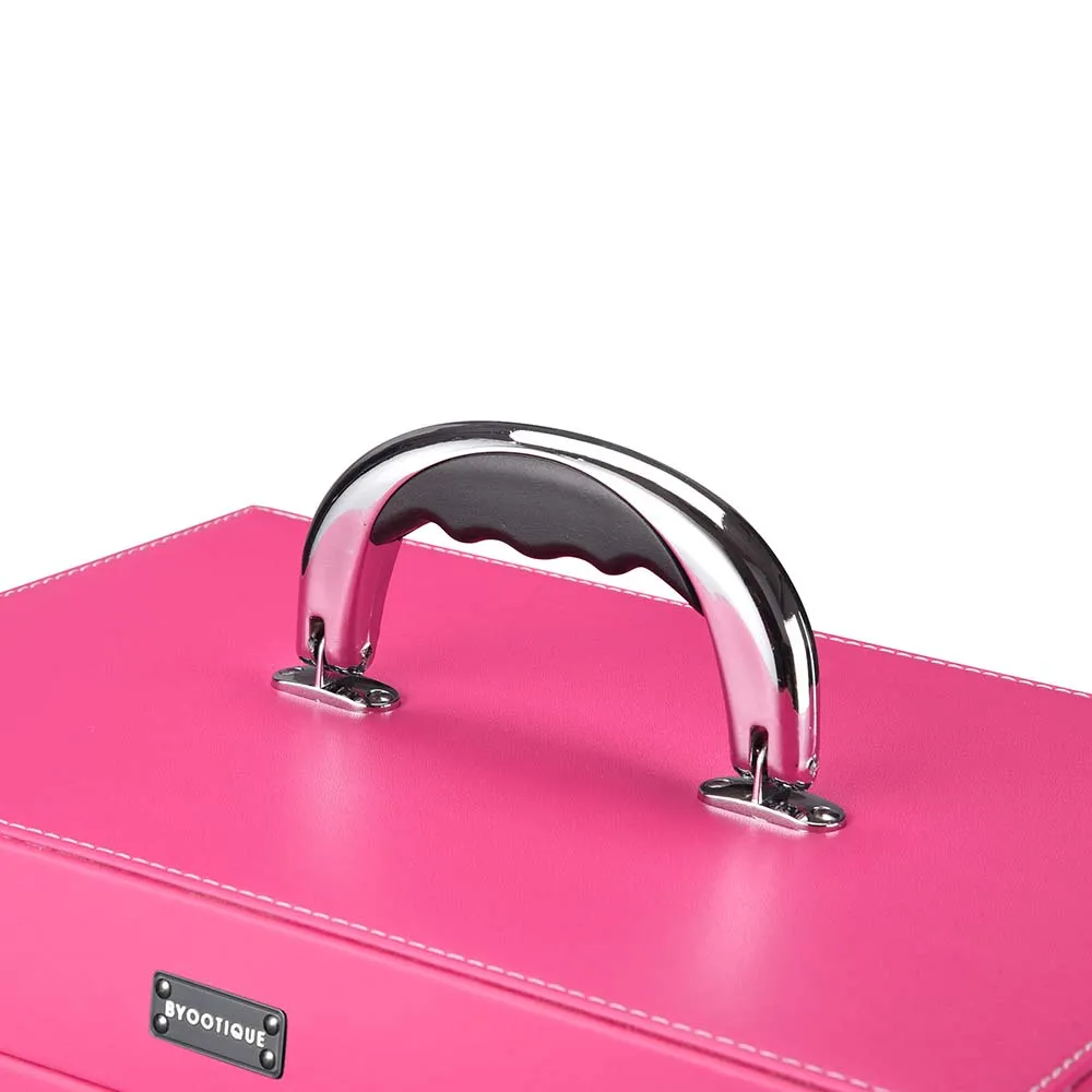 Byootique MassLux Pink Rolling Nail Drill Case Makeup Storage Trolley w/ Draw