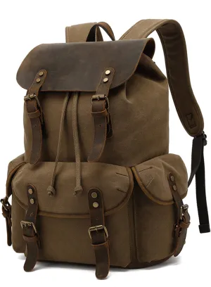 Canvas Backpack Drawstring Bookbag Fit 15.6in Laptop