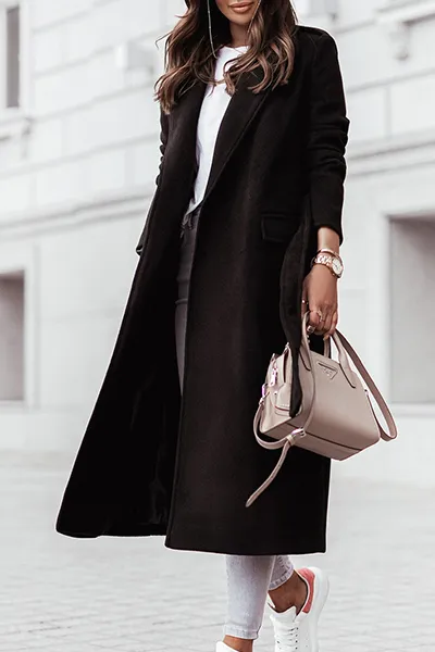 Casual Elegant With Belt Turn-back Collar(4 Colors)