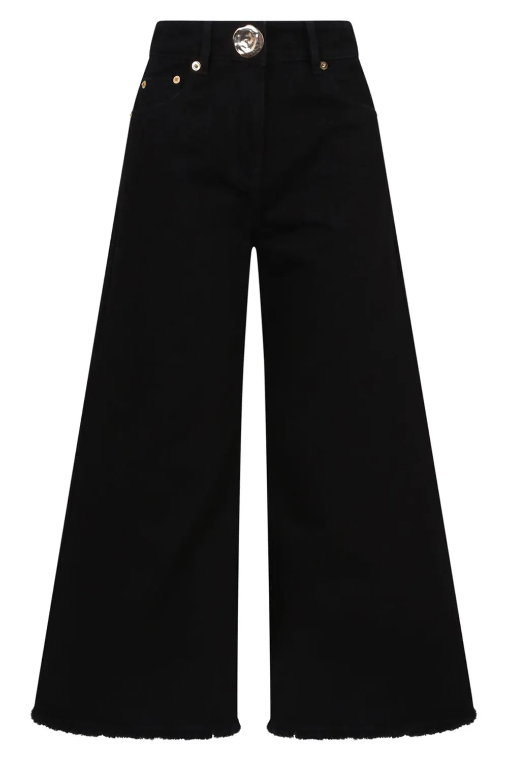 CHLOE CROPPED WIDE LEG DENIM TROUSERS | BLACK
