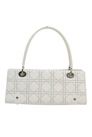 CHRISTIAN DIOR White lambskin Cannage studded Lady Dior East West shoulder bag