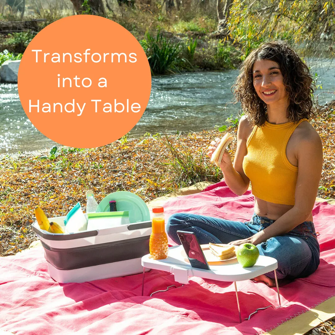 Collapsible Picnic Basket with Lid-Table
