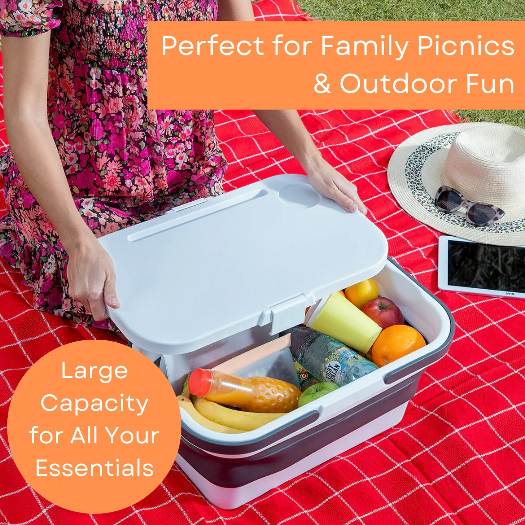 Collapsible Picnic Basket with Lid-Table