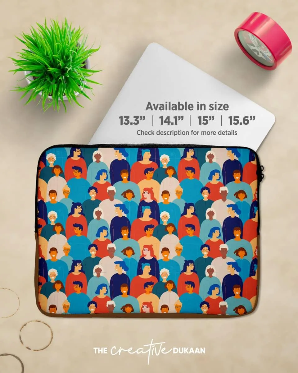 Creative Laptop Sleeve with Colourful People Design Pattern
