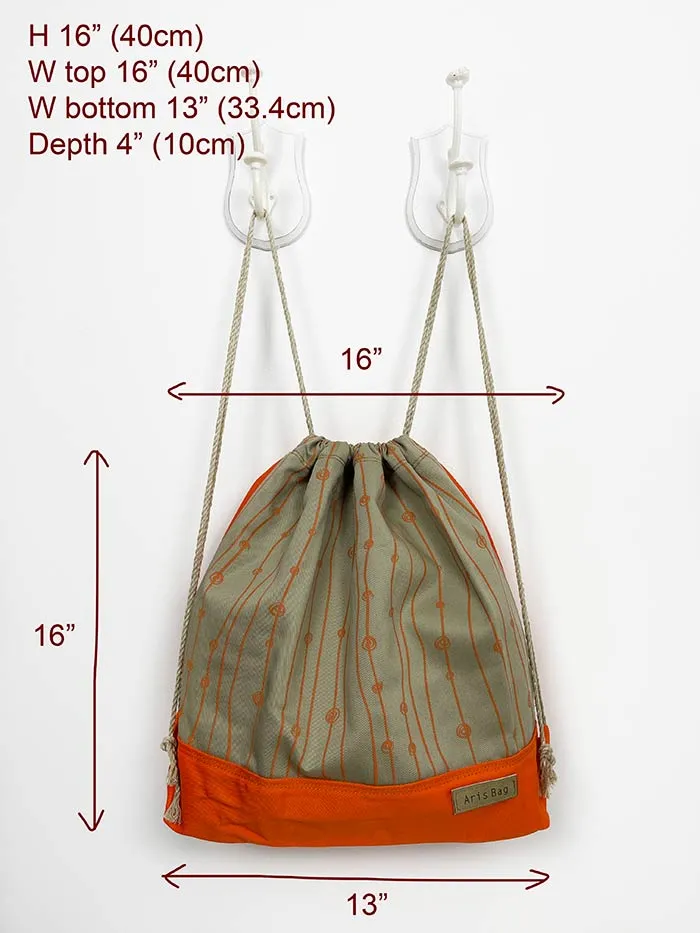 Custom Orange Drawstring Bag, School Drawstring Backpack