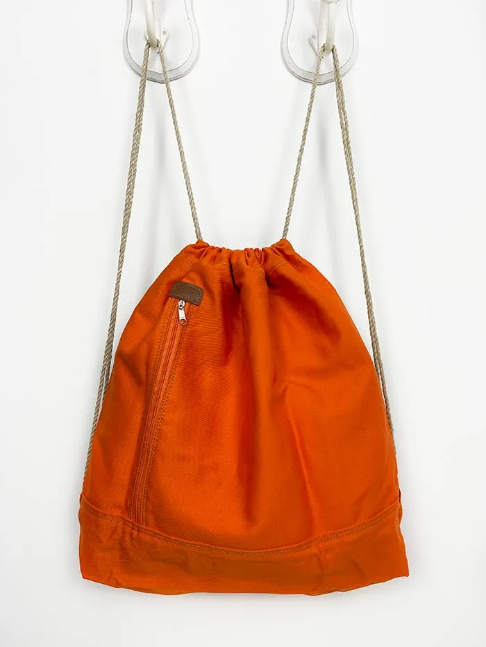 Custom Orange Drawstring Bag, School Drawstring Backpack