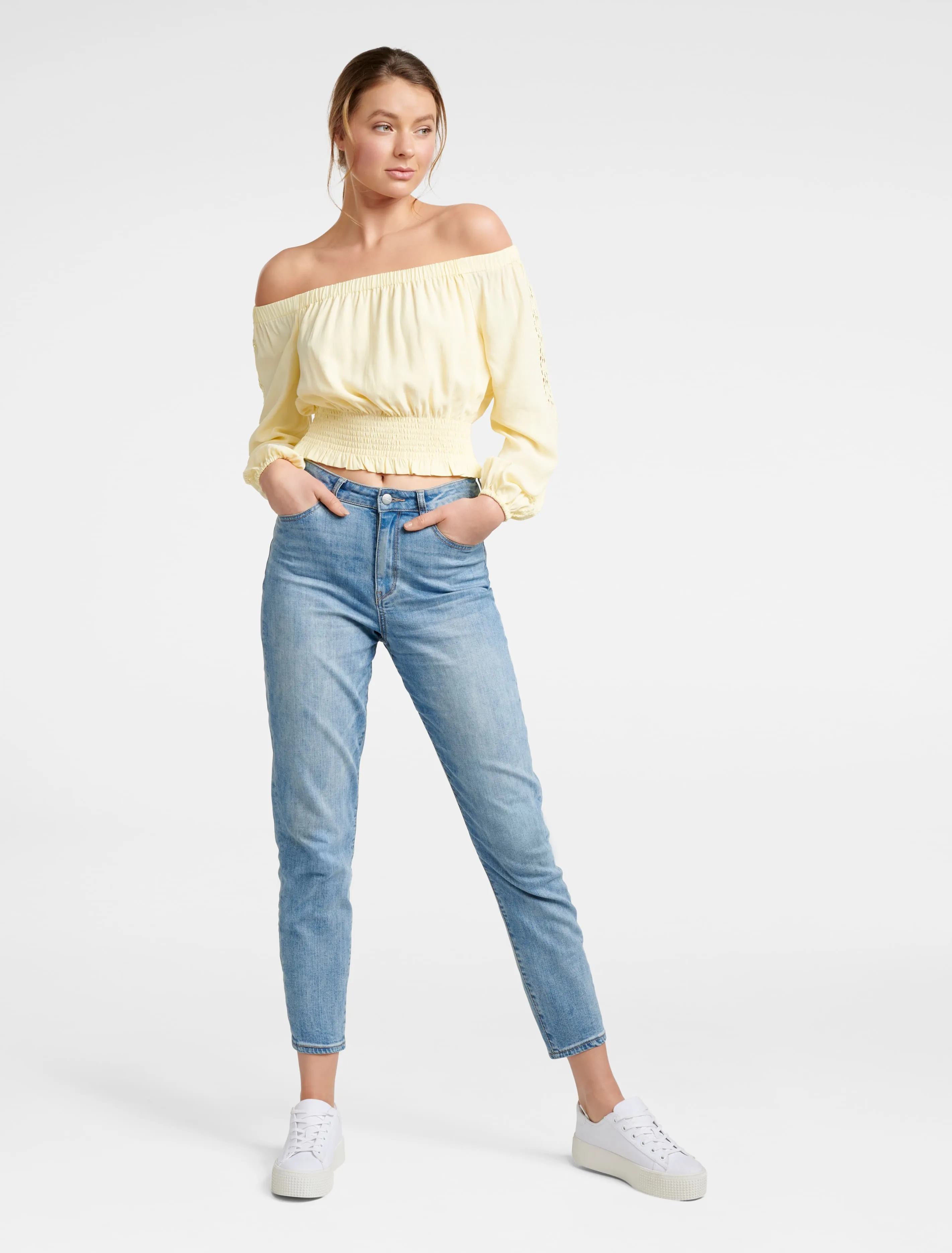 Davis Shirred Waist Bardot