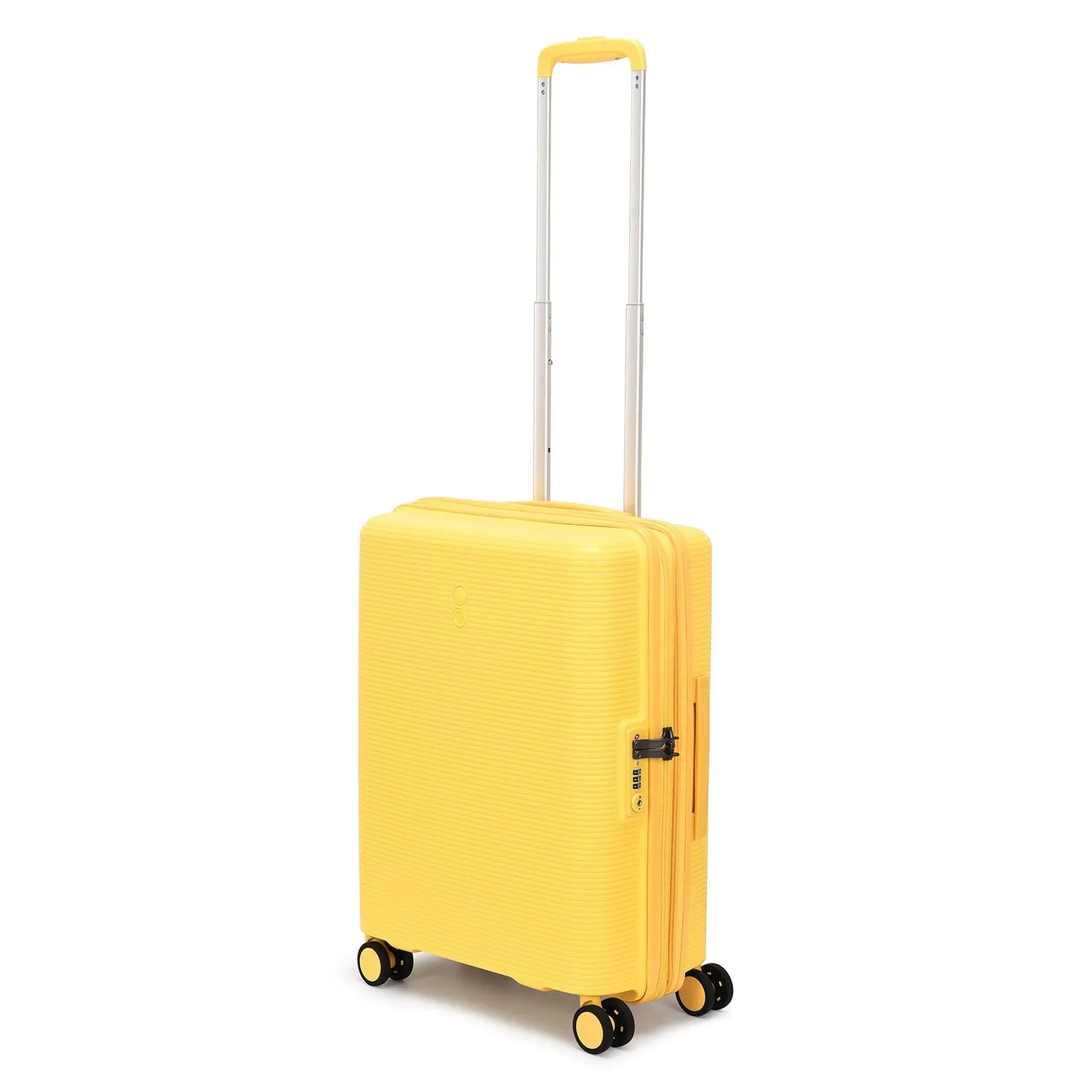 Echolac Forza 55 65 75cm Hardcase 4 Double Wheel Expandable Cabin & Check-In Luggage Trolley Set Mango Yellow