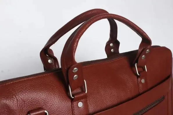 Genuine Mild Cow Leather Brown Laptop Bag