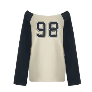 Graphic Tees Y2k Retro Casual Loose Long Sleeve Tops for Women T Shirts Autumn 2024 P67-CF31