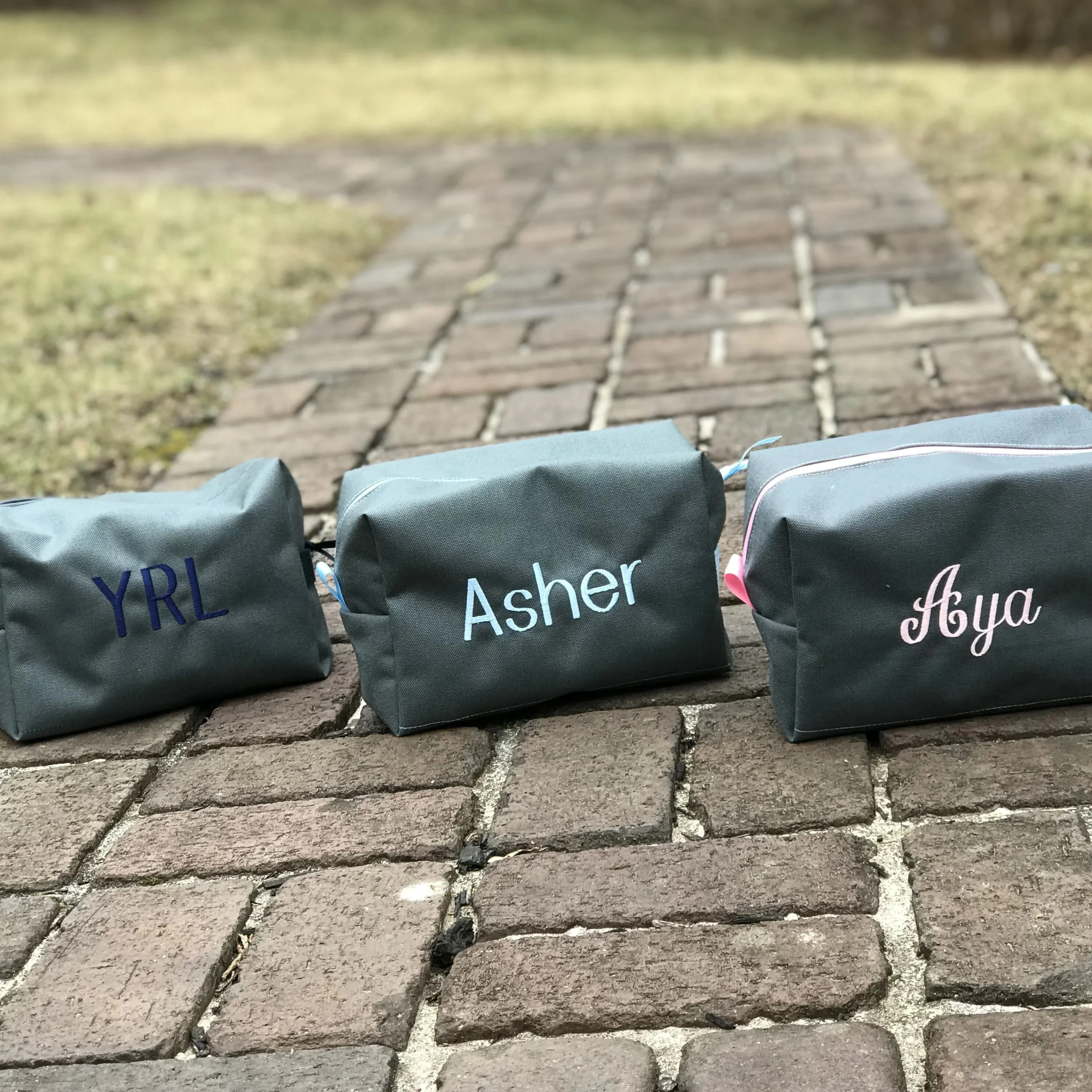 Gray with Light Blue Toiletry Bag