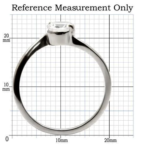 High polished (no plating) Stainless Steel Ring with AAA Grade CZ in Clear for Women Style TK023