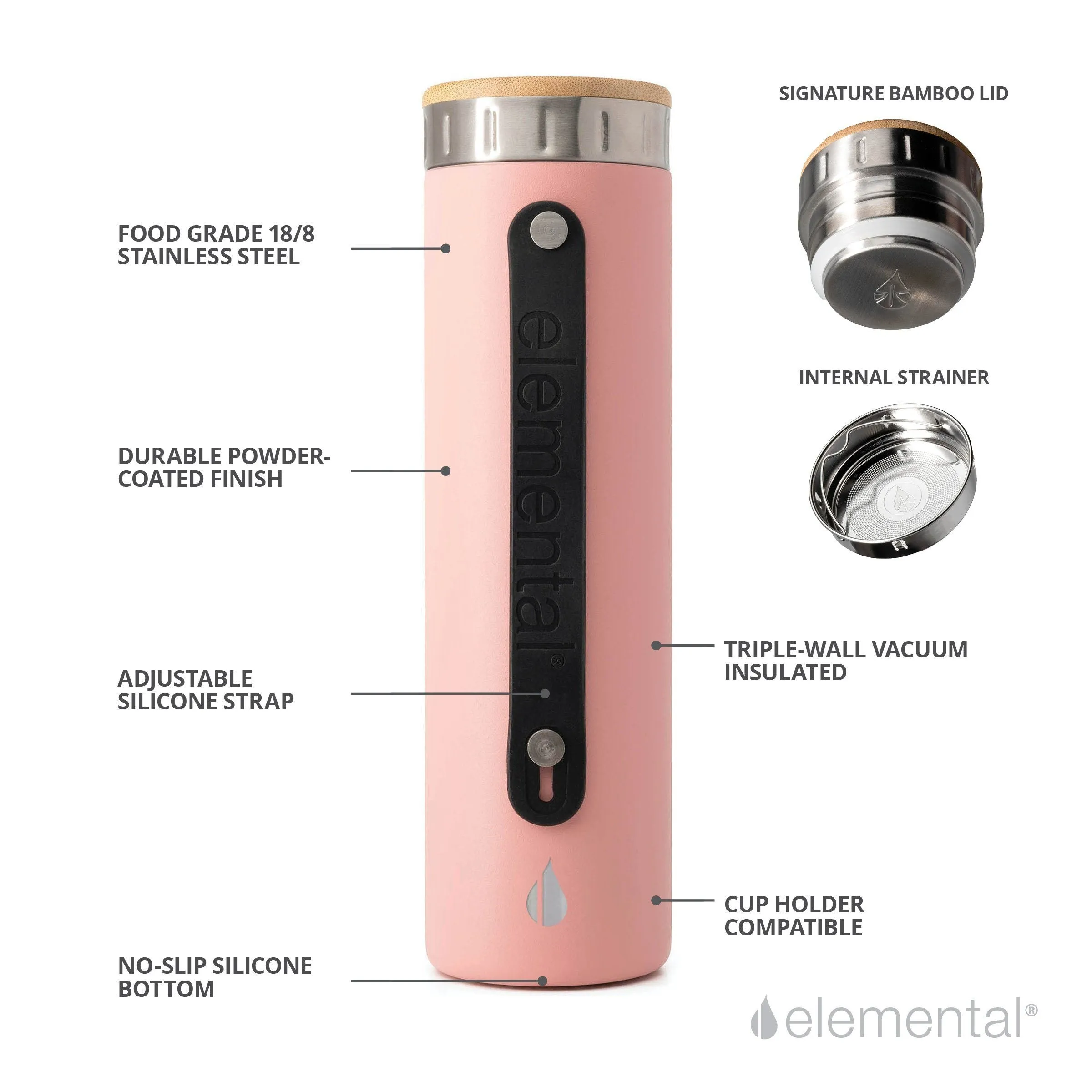 Iconic 20oz Water Bottle - Rose Pink