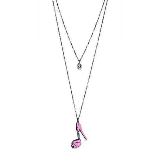 IP Light Black (IP Gun) Stainless Steel Chain Pendant with Top Grade Crystal in Clear for Women Style TK2703