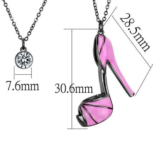 IP Light Black (IP Gun) Stainless Steel Chain Pendant with Top Grade Crystal in Clear for Women Style TK2703