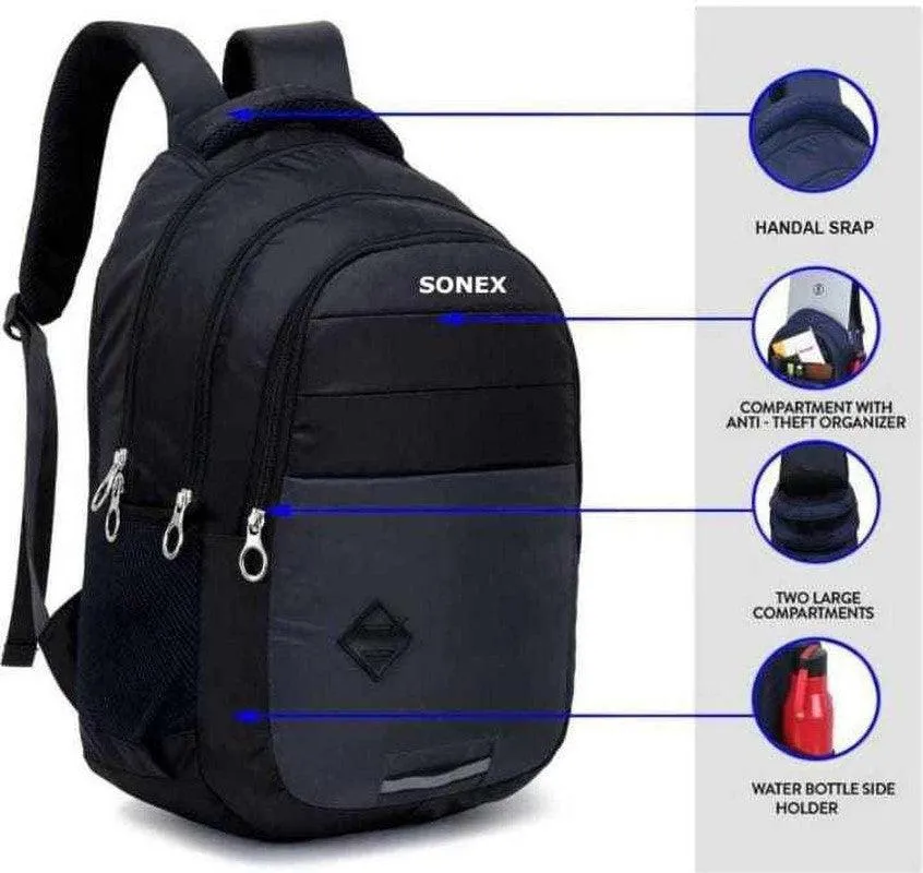 JONAL POINT Medium Laptop Backpack Men Office School College Students ( BLACK ) Rucksack  - 40 L (Black, Grey, Black)