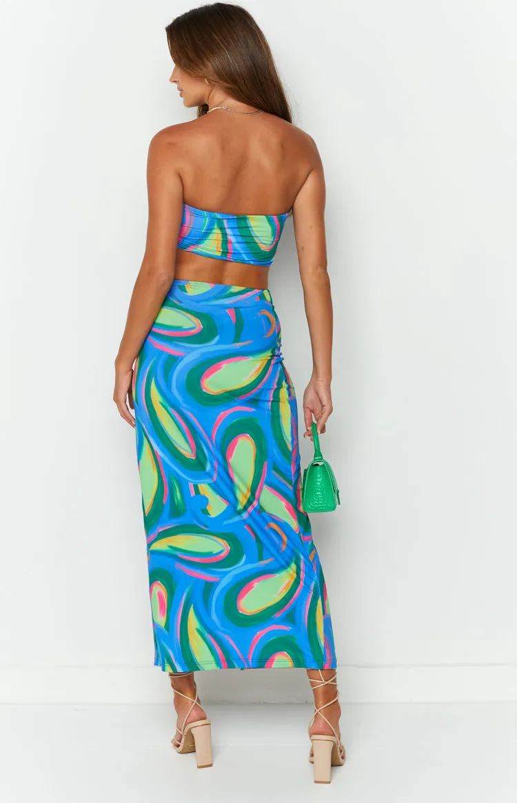 Kamelia Blue Print Midi Dress