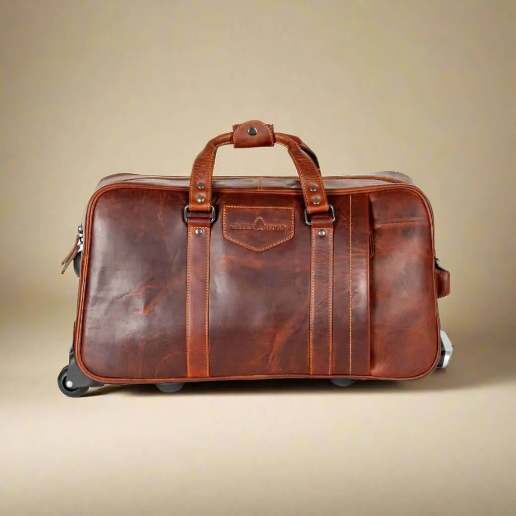 Leather Trolley Travel Bag - Sandal