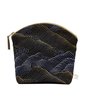 Limited Edition Lavender Make Up Bag - Gold Waves Silk Brocade