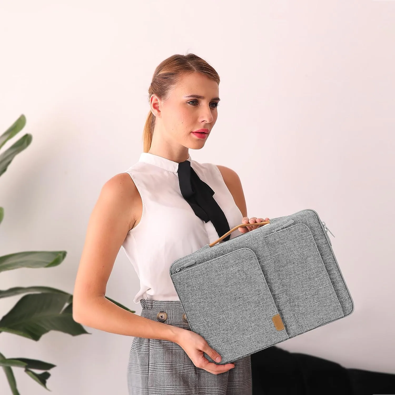 MOSISO 360 Protective Laptop Sleeve Compatible with MacBook Air/Pro, 13-13.3 inch Notebook,Compatible with MacBook Pro 14 inch 2023-2021 M2 M1, Side Open Bag with 2 Accessory Pockets&Handle&Belt, Gray