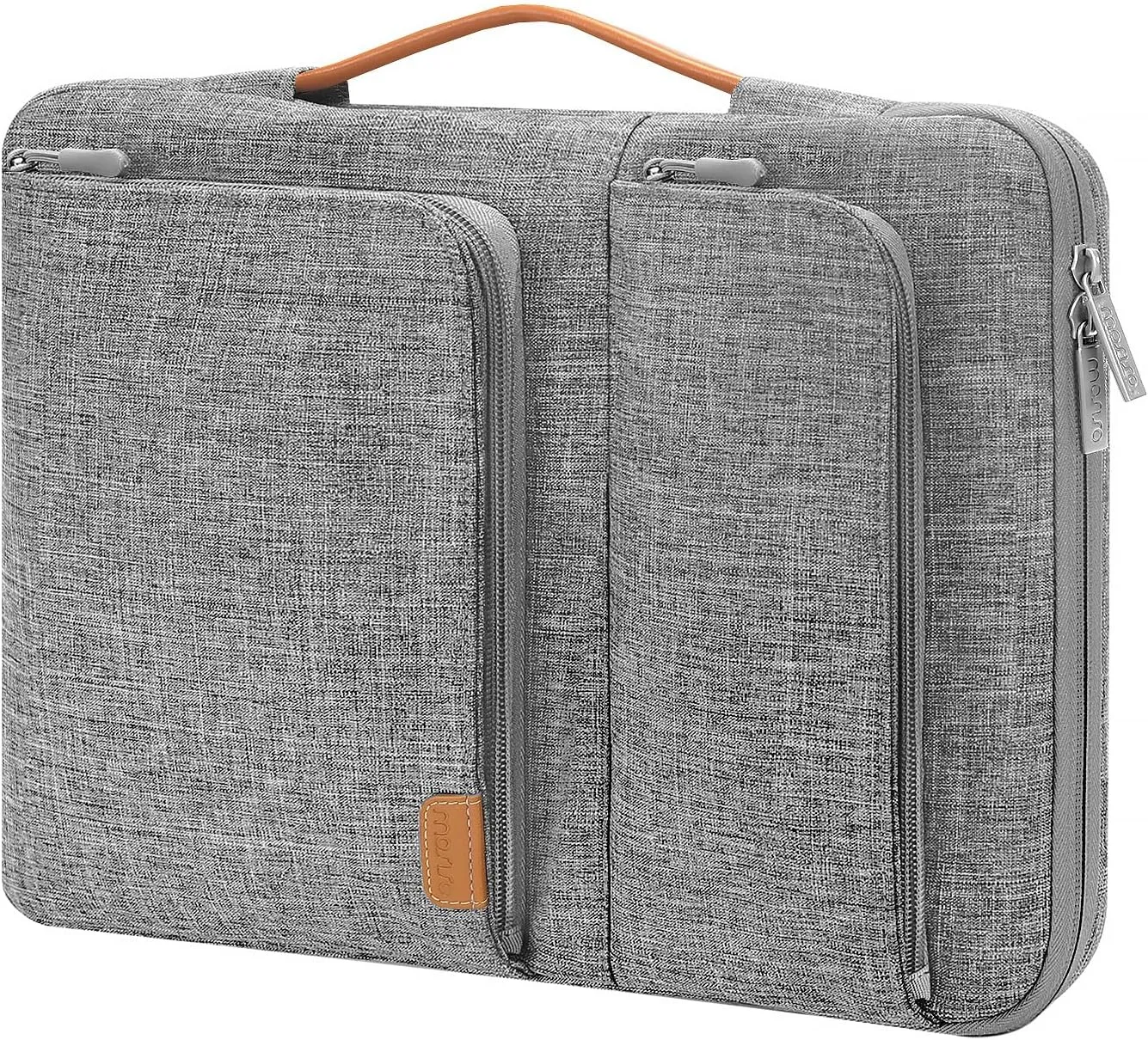 MOSISO 360 Protective Laptop Sleeve Compatible with MacBook Air/Pro, 13-13.3 inch Notebook,Compatible with MacBook Pro 14 inch 2023-2021 M2 M1, Side Open Bag with 2 Accessory Pockets&Handle&Belt, Gray