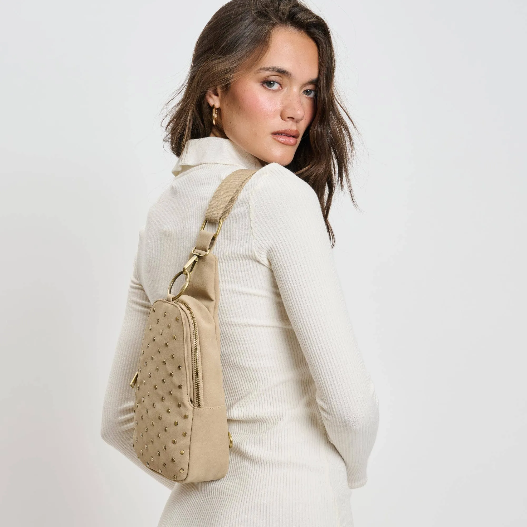 Natural Studded Sling Bag