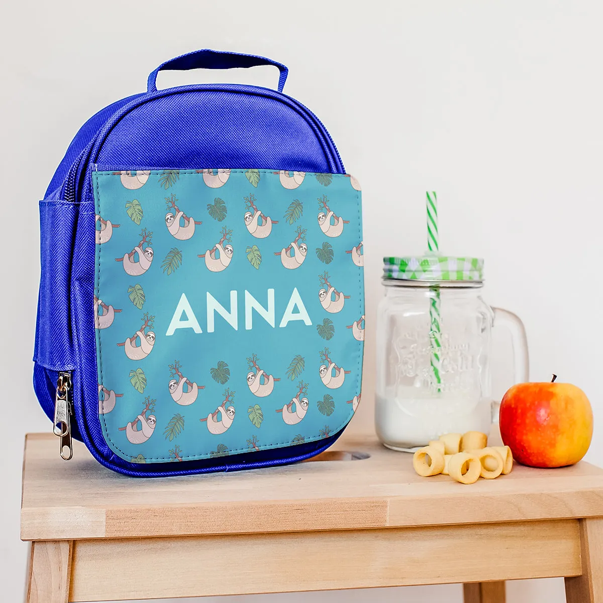 Personalised Lunch Bag With Tropical Sloths Design