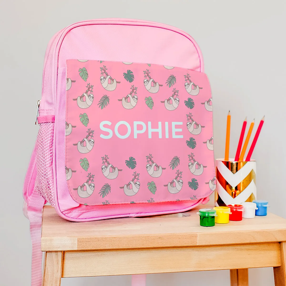Personalised Lunch Bag With Tropical Sloths Design