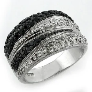 Rhodium   Ruthenium 925 Sterling Silver Ring with AAA Grade CZ in Multi Color for Women Style LOAS1095
