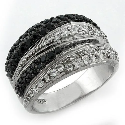 Rhodium   Ruthenium 925 Sterling Silver Ring with AAA Grade CZ in Multi Color for Women Style LOAS1095