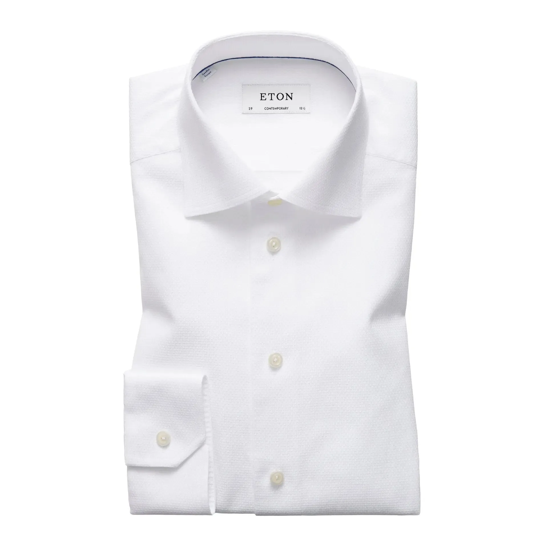 White Textured Twill Contemporary Fit Shirt
